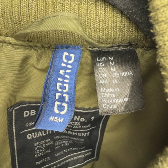 H&M Divided Full Zip Long‎ Sleeves Ribbed Olive Green Bomber Jacket Size M - Picture 5 of 7